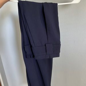 High waisted paper bag Ankle pant dark blue color